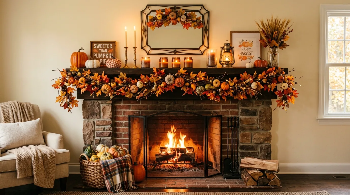 Use branches and dried stems for natural movement inspiration for an indoor fall living space.